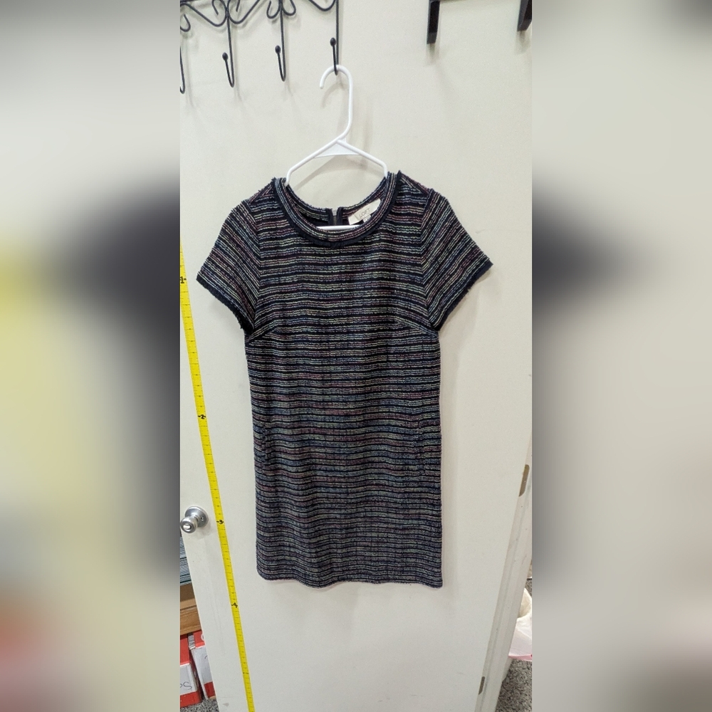 LOFT Multicolor Striped Short Sleeve Mini Dress.